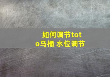 如何调节toto马桶 水位调节